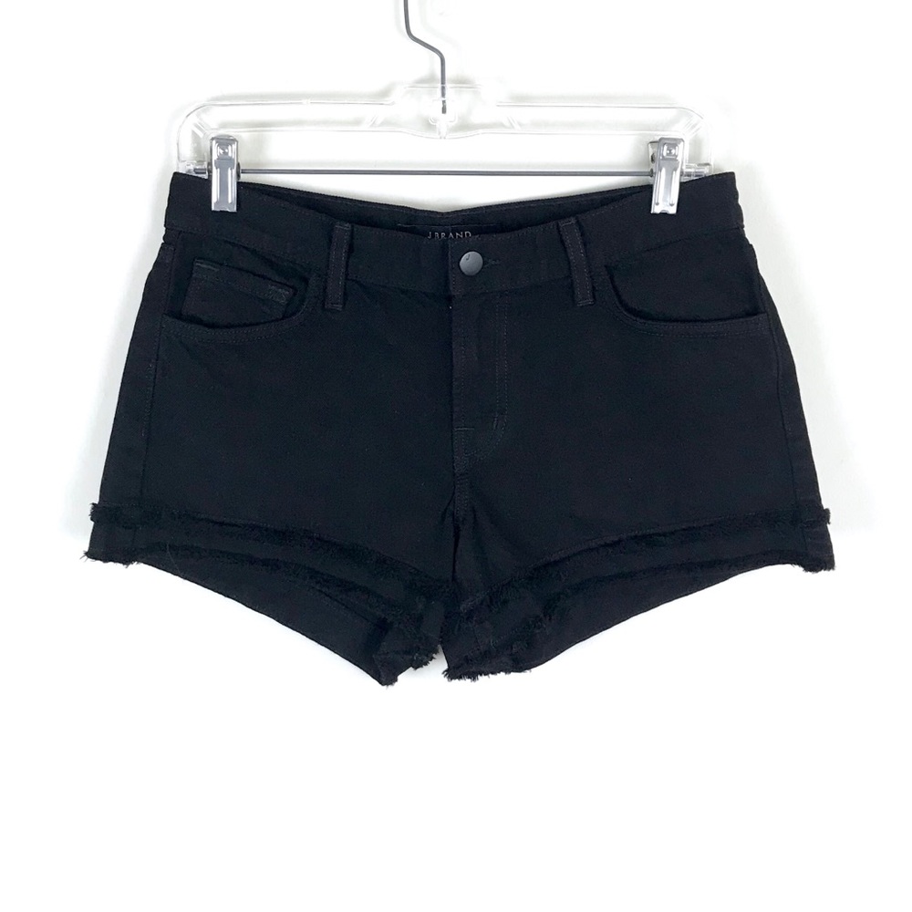 J. Brand Sachi Double Frayed Hem Black Shorts - 25